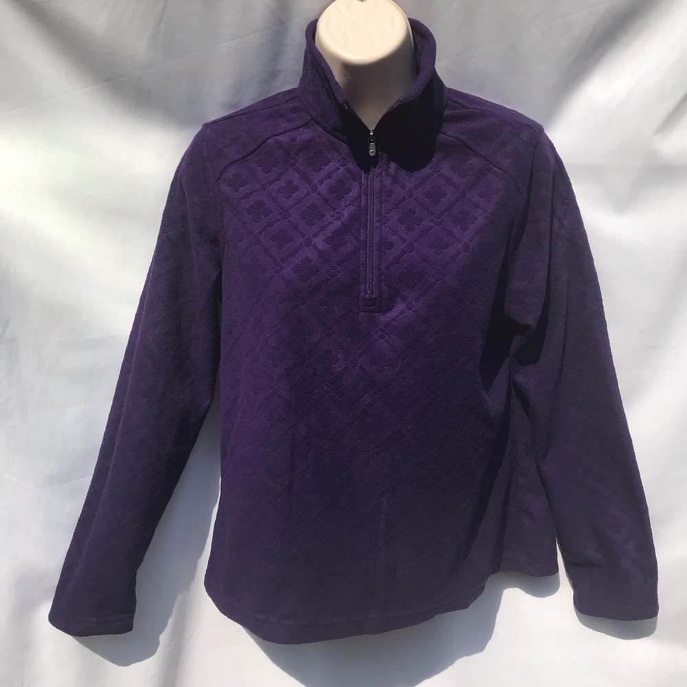 Lands’ End Purple Patterned Fleece Quarter Zip XS